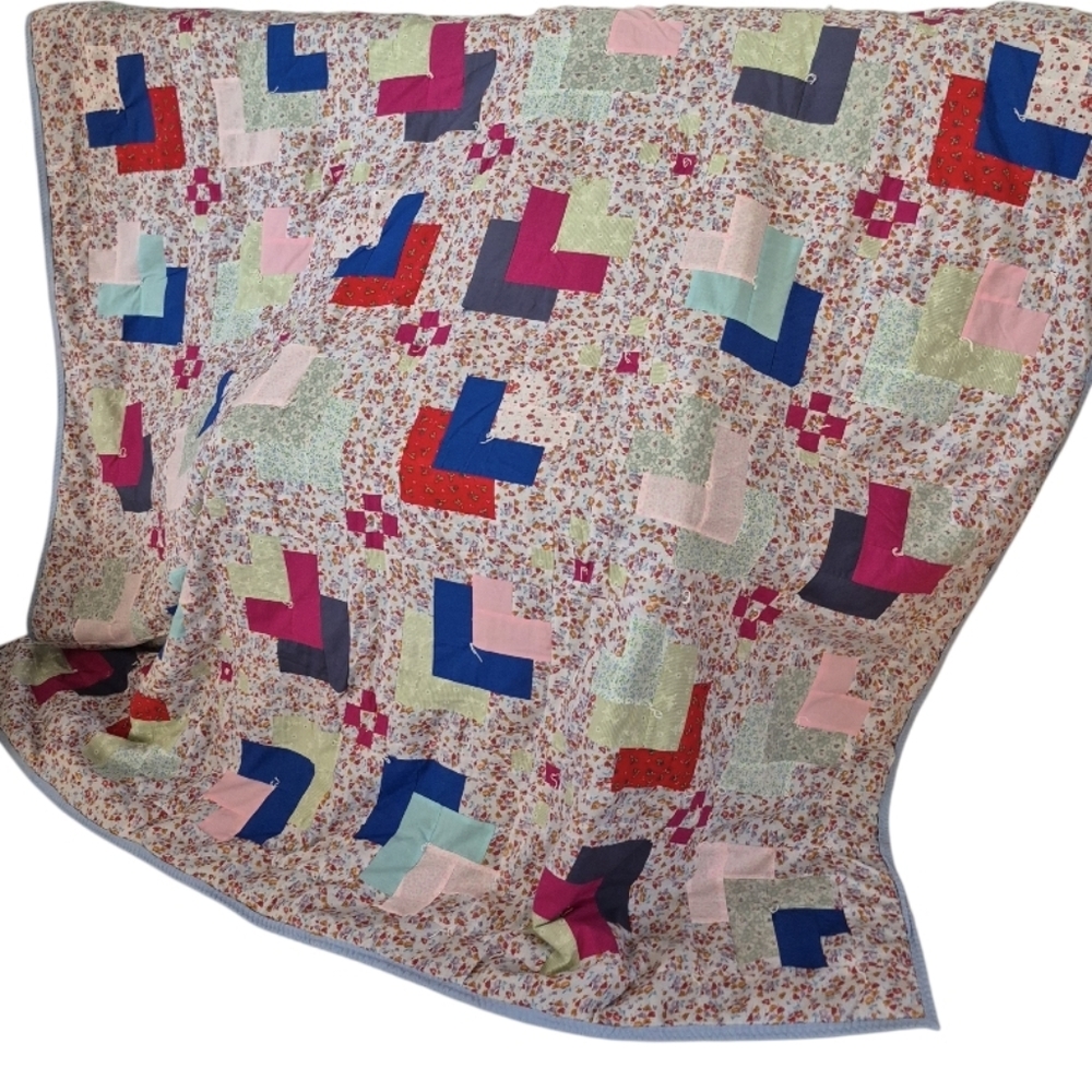 Hand Made Quilt Small Twin  Or Accent Quilt 63 X 61"